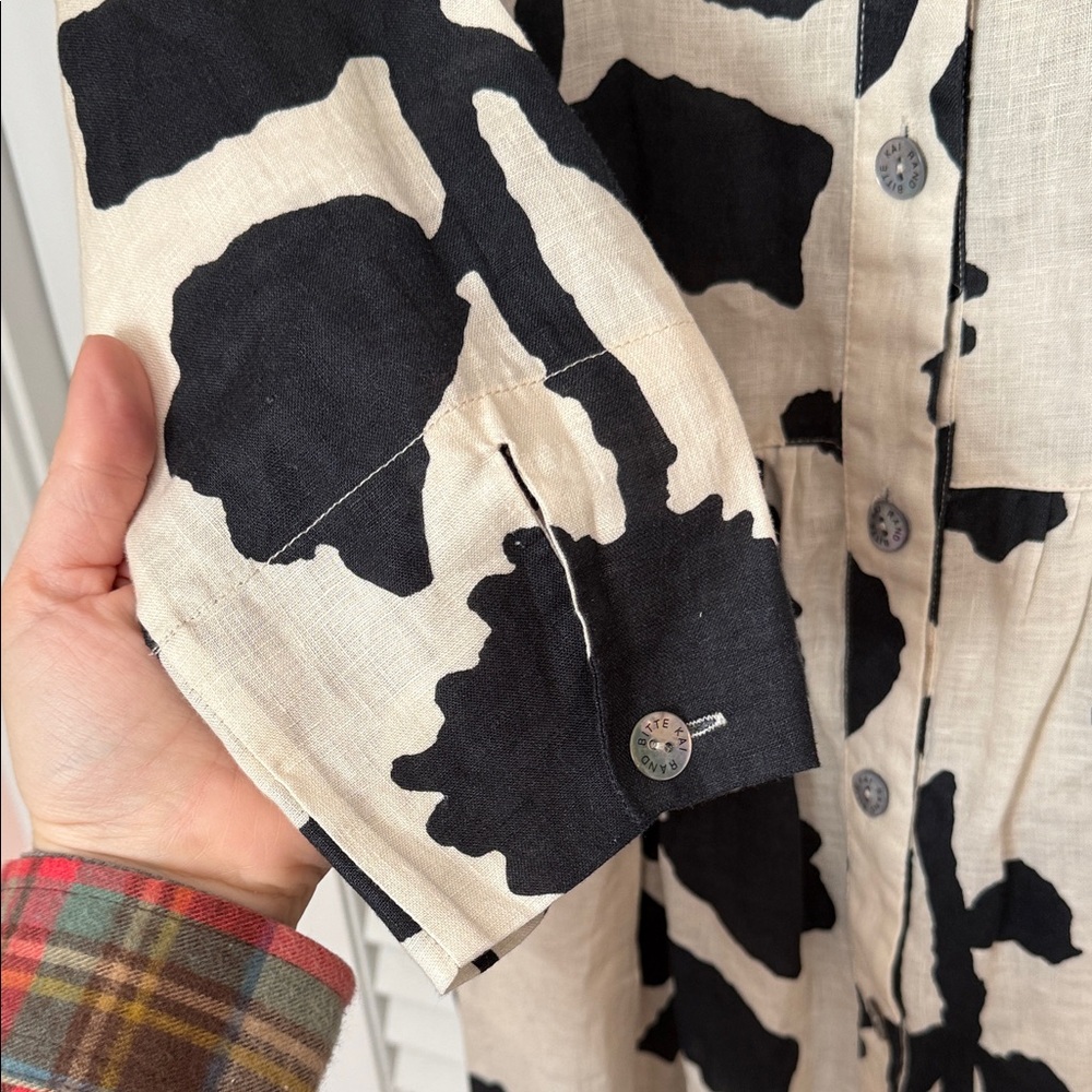 Bitte Kai Rand Black and Cream Peony Patterned Linen Dress - XS - Picture 6 of 16